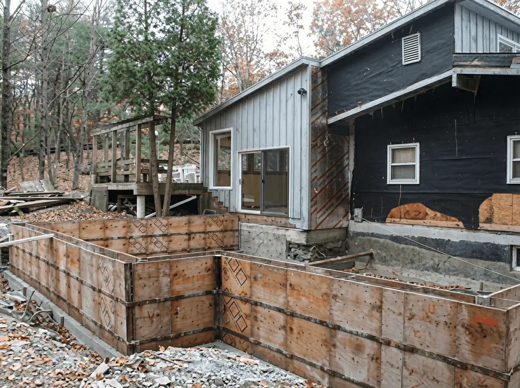 Prepared site with foundation forms for home remodeling and addition project in Lincoln, NE