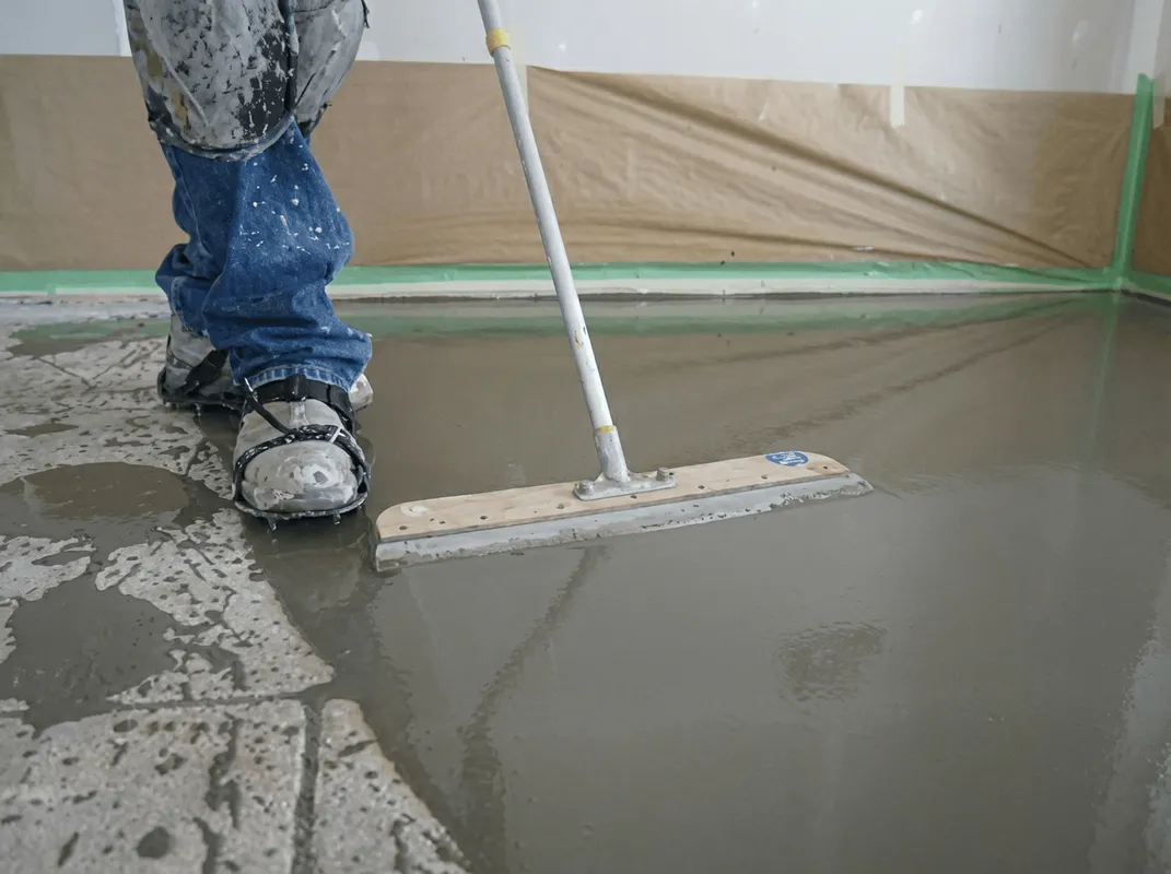 Uneven floor being professionally repaired in Lincoln, NE